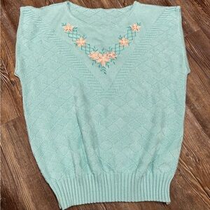 Embroidered vintage floral sweater vest